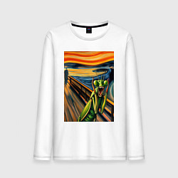 Мужской лонгслив Богомол кричит на картине Эдварда Мунка - мем иску