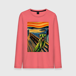 Мужской лонгслив Богомол кричит на картине Эдварда Мунка - мем иску