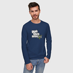 Лонгслив хлопковый мужской GTA5 игровое лого, цвет: тёмно-синий — фото 2