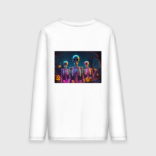 Мужской лонгслив Страшилки скелеты / Белый – фото 2