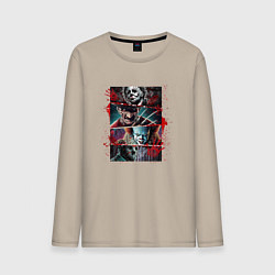 Лонгслив хлопковый мужской Halloween friends red blood, цвет: миндальный