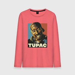 Лонгслив хлопковый мужской Tupac - all eyez on me, цвет: коралловый