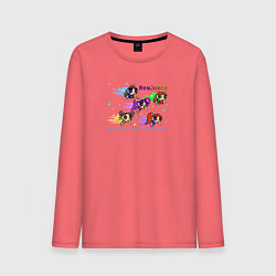 Лонгслив хлопковый мужской NewJeans album Get Up Minji Hanni Danielle Haerin, цвет: коралловый