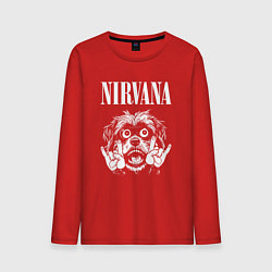 Лонгслив хлопковый мужской Nirvana rock dog, цвет: красный