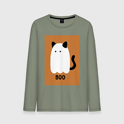 Мужской лонгслив Котик-призрак на хэллоуин