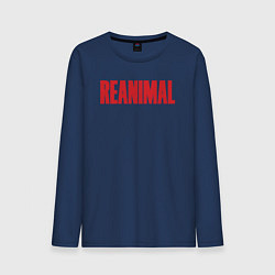 Лонгслив хлопковый мужской Reanimal logo, цвет: тёмно-синий