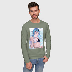 Лонгслив хлопковый мужской Геншин Эола Лоуренс, цвет: авокадо — фото 2