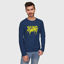 Лонгслив хлопковый мужской Swag, цвет: тёмно-синий — фото 2