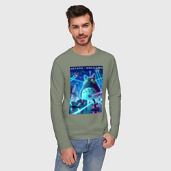 Лонгслив хлопковый мужской Которо - коллаба мем, цвет: авокадо — фото 2