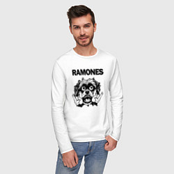 Лонгслив хлопковый мужской Ramones - rock dog, цвет: белый — фото 2