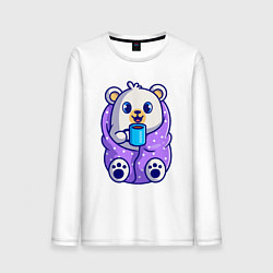 Мужской лонгслив Белый мишка в одеяле