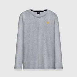 Лонгслив хлопковый мужской Кто к нам с мечом придет ника большая желтая текст, цвет: меланж