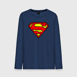 Лонгслив хлопковый мужской Superman logo, цвет: тёмно-синий