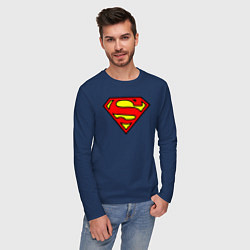 Лонгслив хлопковый мужской Superman logo, цвет: тёмно-синий — фото 2