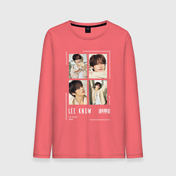 Лонгслив хлопковый мужской Lee know stray kids cute, цвет: коралловый