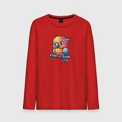 Мужской лонгслив Милый разнцоветный попугайчик на жердочке