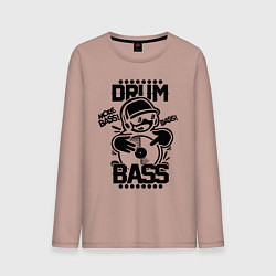 Лонгслив хлопковый мужской Drum n Bass: More Bass, цвет: пыльно-розовый