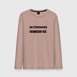Мужской лонгслив Осторожно возможно всё