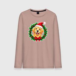 Мужской лонгслив Милый Лабрадор ретривер и праздничный венок
