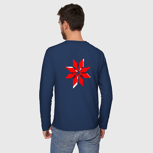 Мужской лонгслив Красно-белая киберпанк звезда / Тёмно-синий – фото 4