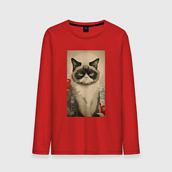 Мужской лонгслив Мемный кот - японский стиль