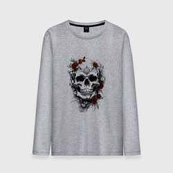 Мужской лонгслив Магический череп с розами
