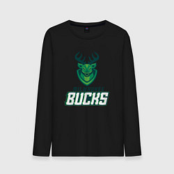 Лонгслив хлопковый мужской Milwaukee Bucks NBA, цвет: черный