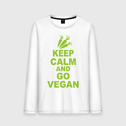 Лонгслив хлопковый мужской Keep Calm & Go Vegan, цвет: белый