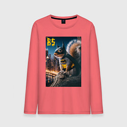 Лонгслив хлопковый мужской Bat squirrel - ai art fantasy, цвет: коралловый