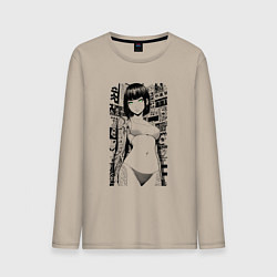 Мужской лонгслив Зеленоглазая девушка с татуировками