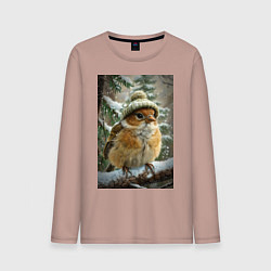 Мужской лонгслив Воробей в шапке