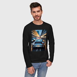 Лонгслив хлопковый мужской Porsche 911 в городе, цвет: черный — фото 2