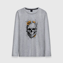 Мужской лонгслив Череп с желтыми цветами