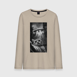 Мужской лонгслив Котейка и НЛО