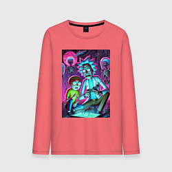 Мужской лонгслив Рик и Морти изучают инопланетное насекомое