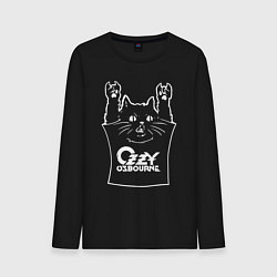 Лонгслив хлопковый мужской Ozzy Osbourne - cat rock, цвет: черный