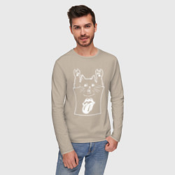 Лонгслив хлопковый мужской Rolling Stones - cat rock, цвет: миндальный — фото 2