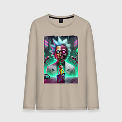 Лонгслив хлопковый мужской Rick and Morty - neon skull, цвет: миндальный