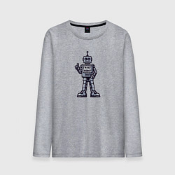 Лонгслив хлопковый мужской Винтажный серый робот, цвет: меланж
