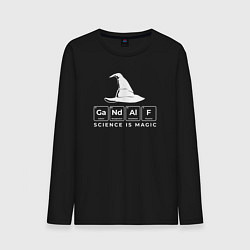Лонгслив хлопковый мужской Gendalf science is magic, цвет: черный