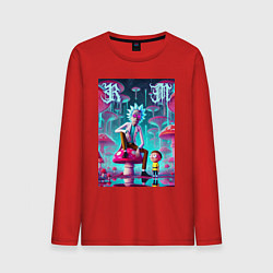 Мужской лонгслив Rick and Morty under the mushrooms