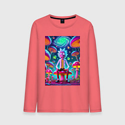 Мужской лонгслив Рик среди неоновых грибов - нейроарт фантазия