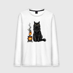 Мужской лонгслив Кот с печкой