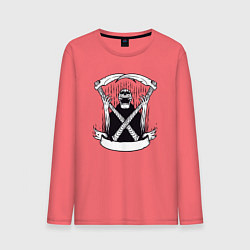 Лонгслив хлопковый мужской Смерть злодейка, цвет: коралловый