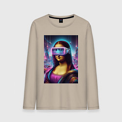 Мужской лонгслив Джоконда в виртуальных очках - киберпанк