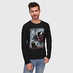 Лонгслив хлопковый мужской Venom wants to move into a purebred cat, цвет: черный — фото 2