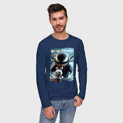 Лонгслив хлопковый мужской Мультяшный Веном присмотрел себе кролика - мем, цвет: тёмно-синий — фото 2