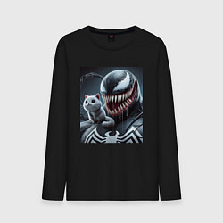 Лонгслив хлопковый мужской Venom and funny kitten - ai art fantasy, цвет: черный