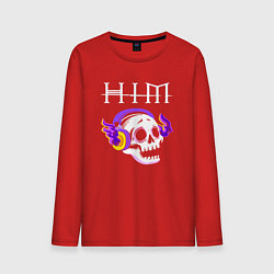 Мужской лонгслив HIM - неоновый череп