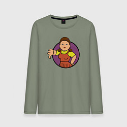 Лонгслив хлопковый мужской Squid game girl, цвет: авокадо